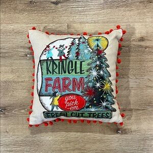 Kringle Farm Holiday Pillow with Red and Green Design
